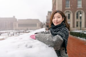 Student enjoying winter weather